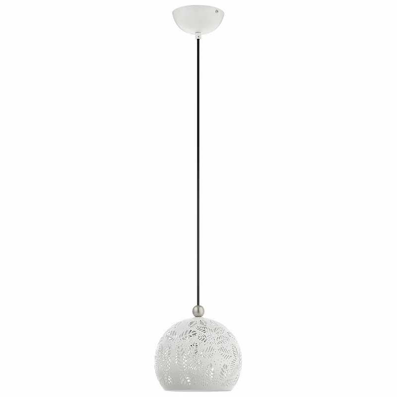 Chantily 8" Wide White Metal Globe Mini Pendant Light 5 Chantily 8" Wide White Metal Globe Mini Pendant Light - Image 3