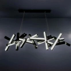 Chaos 72" Wide Black LED Kitchen Island Light Chandelier -Lighting Sales Shop chaos 72 inch wide black led kitchen island light chandelier 55r55views3