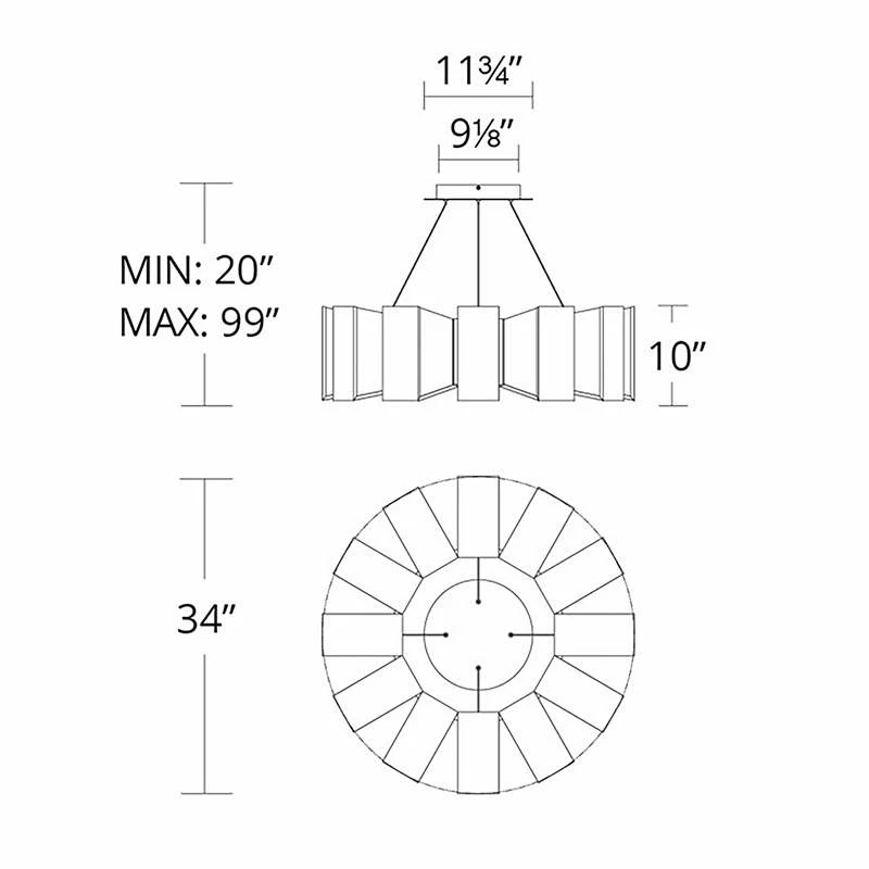 Chronos 34" Wide Twelve Light Modern Chandelier In Black 9 Chronos 34" Wide Twelve Light Modern Chandelier In Black - Image 7