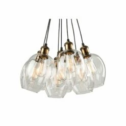 Clearwater 18"W Vintage Brass And Black Multi Light Pendant -Lighting Sales Shop clearwater 18 inchw vintage brass and black multi light pendant 35w37views1