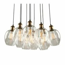 Clearwater 22"W Vintage Brass And Black Multi Light Pendant -Lighting Sales Shop clearwater 22 inchw vintage brass and black multi light pendant 35w31views1