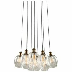 Clearwater 22"W Vintage Brass And Black Multi Light Pendant -Lighting Sales Shop clearwater 22 inchw vintage brass and black multi light pendant 35w31views2