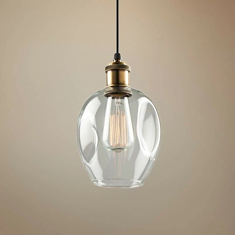 Clearwater 5 1/2" Wide Vintage Brass And Black Mini Pendant 3 Clearwater 5 1/2" Wide Vintage Brass And Black Mini Pendant