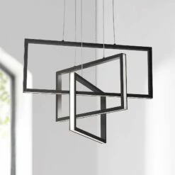 AFX Cole 24" Wide Black 3-Light Modern LED Pendant Light
