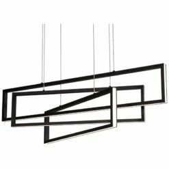 AFX Cole 39" Wide Black 3-Light LED Linear Island Pendant Light