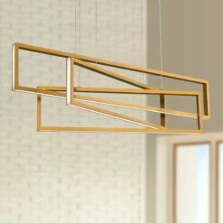 AFX Cole 39" Wide Gold 3-Light LED Linear Island Pendant Light
