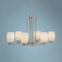 Convertible Brushed Nickel Six Light Chandelier