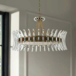 Coquette 29 3/4" Wide Antique Brass And Crystal Chandelier