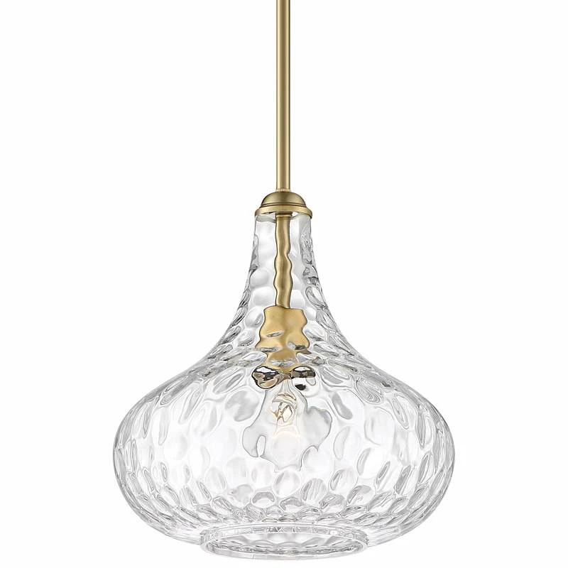 Cora 11" Wide Plated Gold Hammered Glass Mini Pendant 4 Cora 11" Wide Plated Gold Hammered Glass Mini Pendant - Image 2