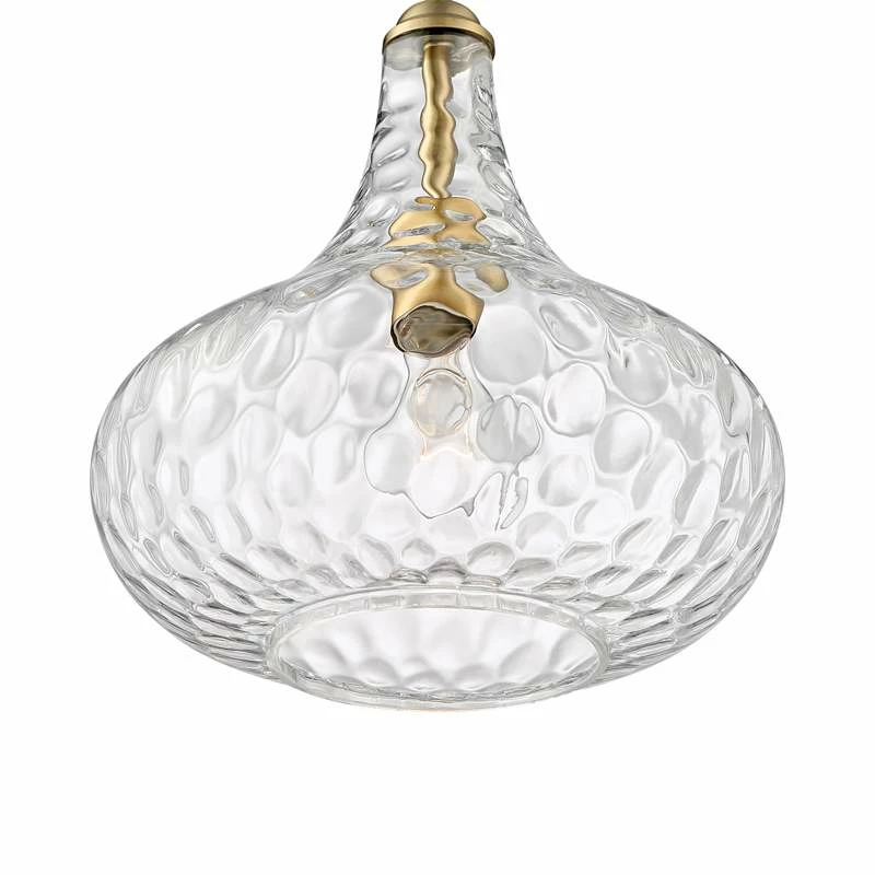 Cora 11" Wide Plated Gold Hammered Glass Mini Pendant 5 Cora 11" Wide Plated Gold Hammered Glass Mini Pendant - Image 3