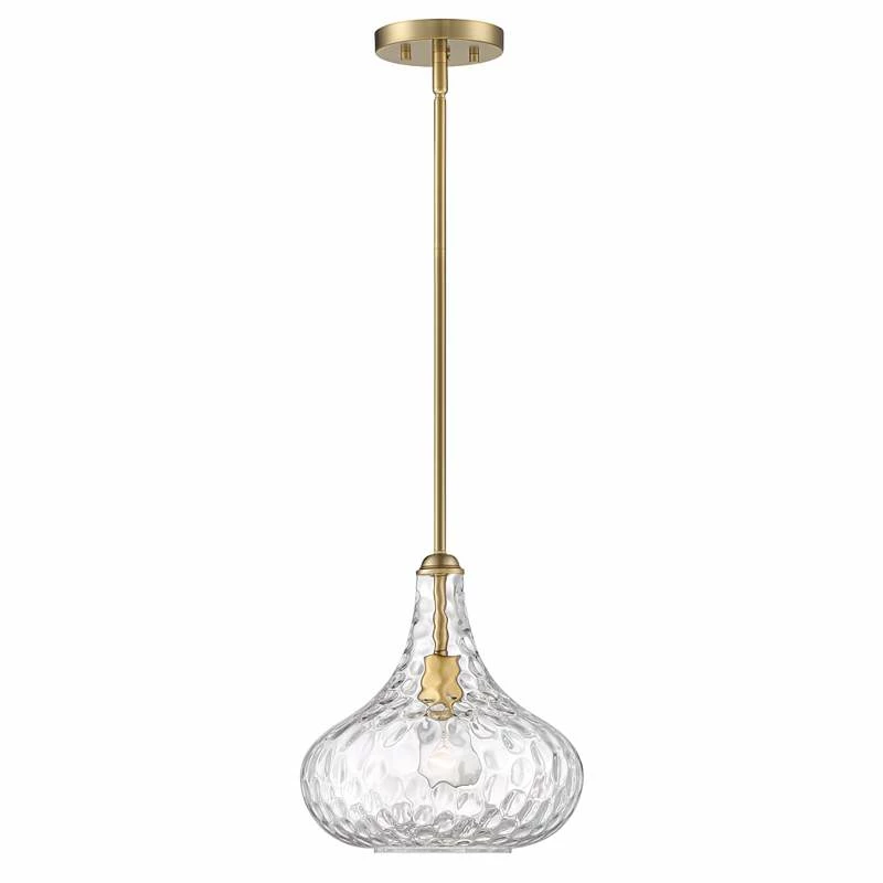 Cora 11" Wide Plated Gold Hammered Glass Mini Pendant 7 Cora 11" Wide Plated Gold Hammered Glass Mini Pendant - Image 5