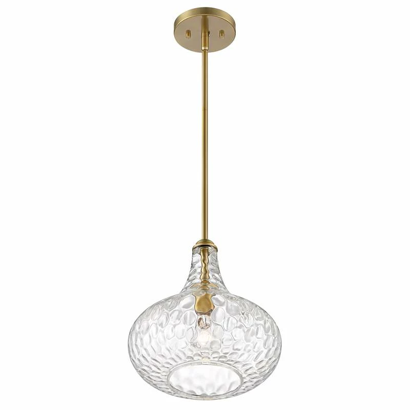 Cora 11" Wide Plated Gold Hammered Glass Mini Pendant 8 Cora 11" Wide Plated Gold Hammered Glass Mini Pendant - Image 6