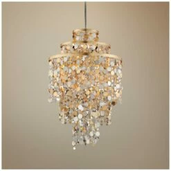 Corbett Ambrosia 32"W Gold And Silver Leaf Pendant