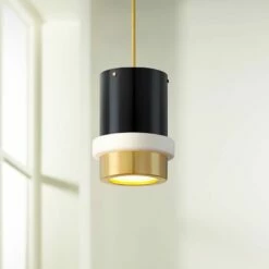 Corbett Beckenham 11" Wide Polished Brass Black Mini Pendant