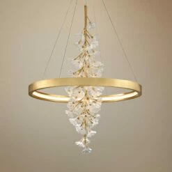 Corbett Jasmine 36" Wide Gold Leaf LED Floral Pendant Light