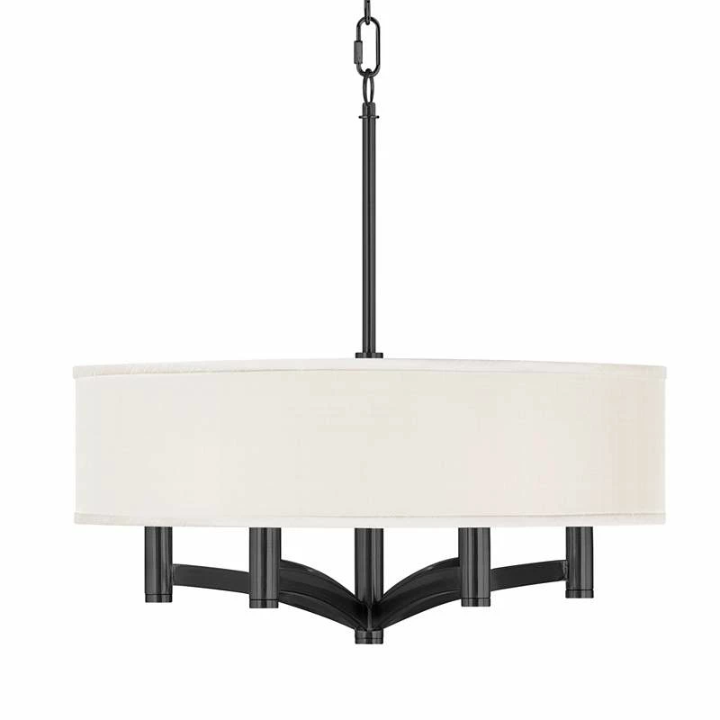 Cream Faux Silk Ava 6-Light Black Pendant Chandelier 3 Cream Faux Silk Ava 6-Light Black Pendant Chandelier