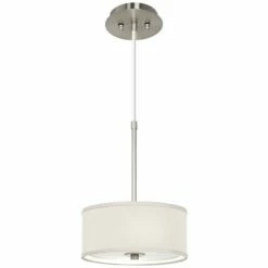 Cream Textured Faux Silk 10 1/4" Wide Mini Pendant