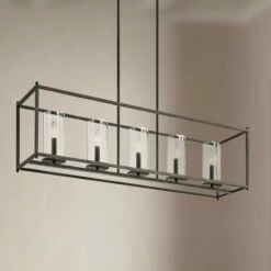 Crosby 41 1/4" Wide Oiled Bronze Rectangular Kitchen Island Chandelier