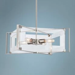 Crystal Clear 19 3/4"W Polished Nickel 4-Light Pendant