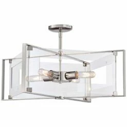 Crystal Clear 19 3/4"W Polished Nickel 4-Light Pendant -Lighting Sales Shop crystal clear 19 and three quarter inchw polished nickel 4 light pendant 8c616views1