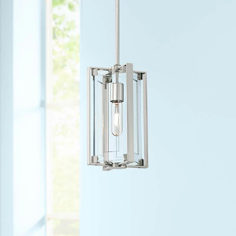 Crystal Clear 5 1/2"W Polished Nickel Mini Pendant 3 Crystal Clear 5 1/2"W Polished Nickel Mini Pendant