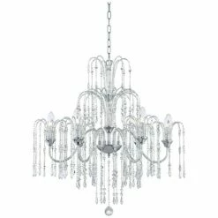 Crystal Rain 28" Wide 6-Light Halogen Crystal Chandelier -Lighting Sales Shop crystal rain 28 inch wide 6 light halogen crystal chandelier m7013