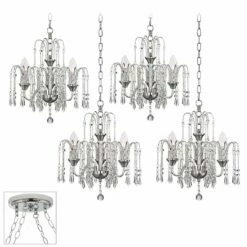 Crystal Rain Chrome 4-Light Swag Chandelier