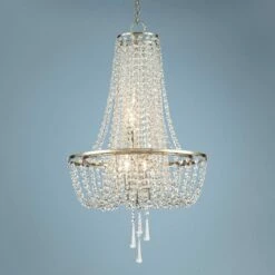 Crystorama Arcadia 18"W Antique Silver Crystal Chandelier