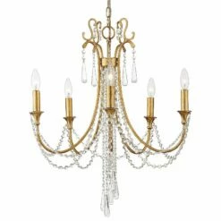 Crystorama Arcadia 23 1/2"W Antique Gold 5-Light Chandelier