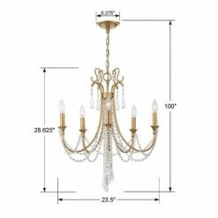 Crystorama Arcadia 23 1/2"W Antique Gold 5-Light Chandelier -Lighting Sales Shop crystorama arcadia 23 and one half inchw antique gold 5 light chandelier 83f51views3