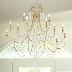 Crystorama Arcadia 46 1/4"W Antique Gold 15-Light Chandelier