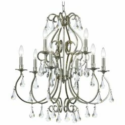 Crystorama Ashton 25 1/2"W Olde Silver 9-Light Chandelier