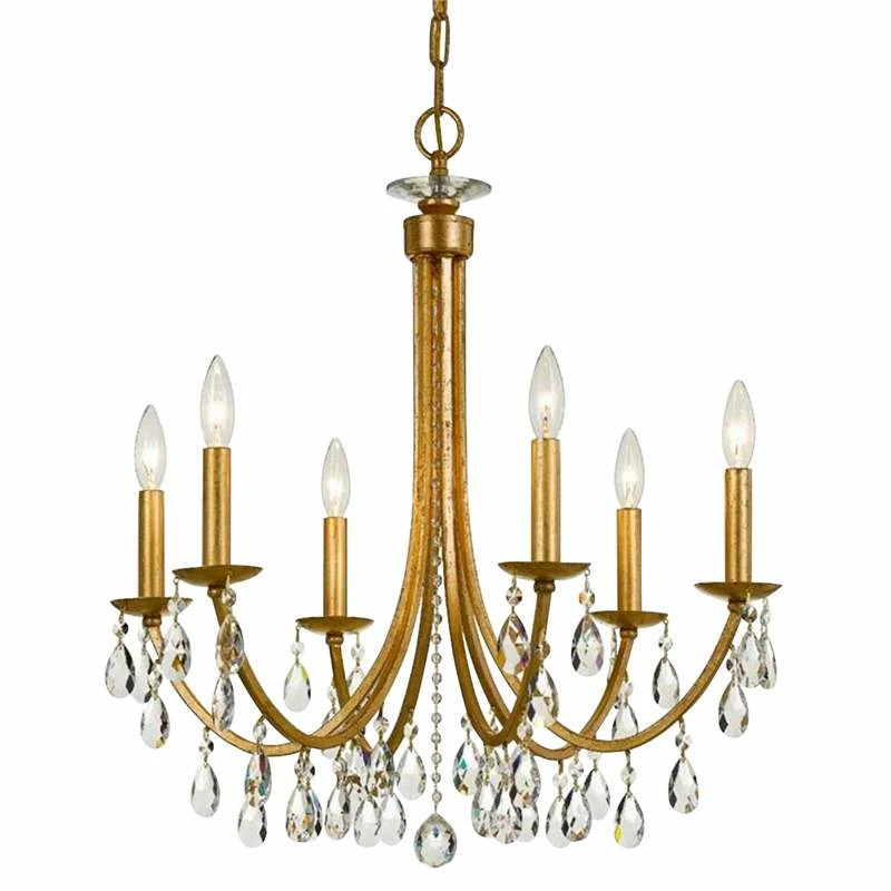 Crystorama Bridgehampton 26"W Antique Gold 6-Light Crystal Chandelier 4 Crystorama Bridgehampton 26"W Antique Gold 6-Light Crystal Chandelier - Image 2