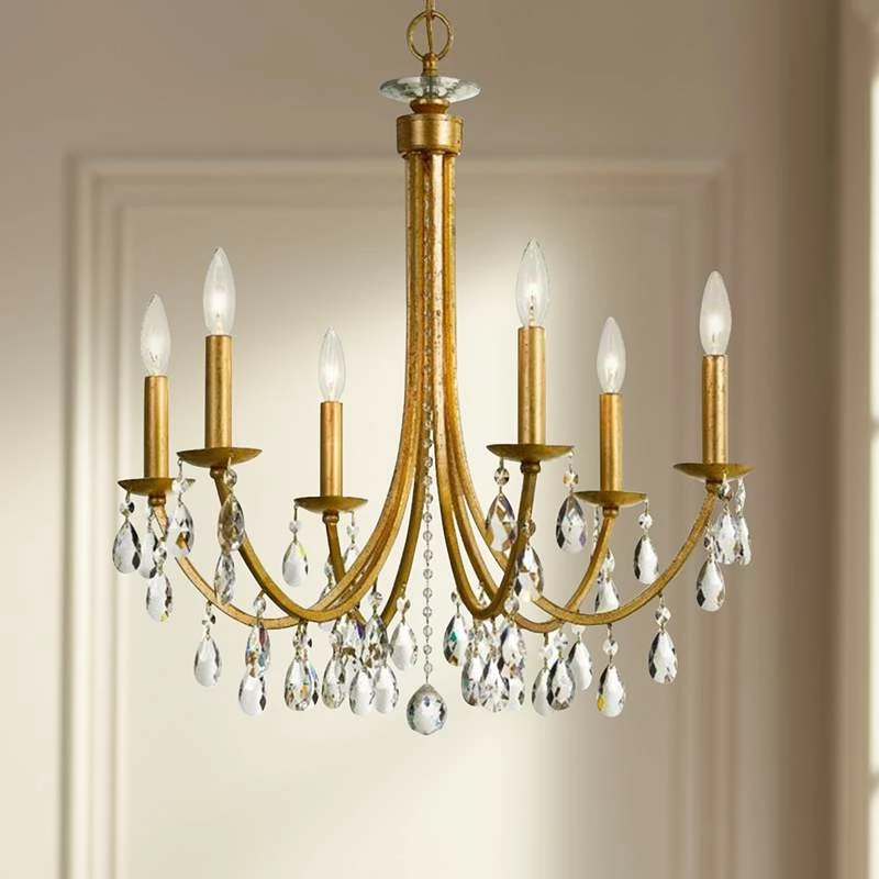 Crystorama Bridgehampton 26"W Antique Gold 6-Light Crystal Chandelier 3 Crystorama Bridgehampton 26"W Antique Gold 6-Light Crystal Chandelier