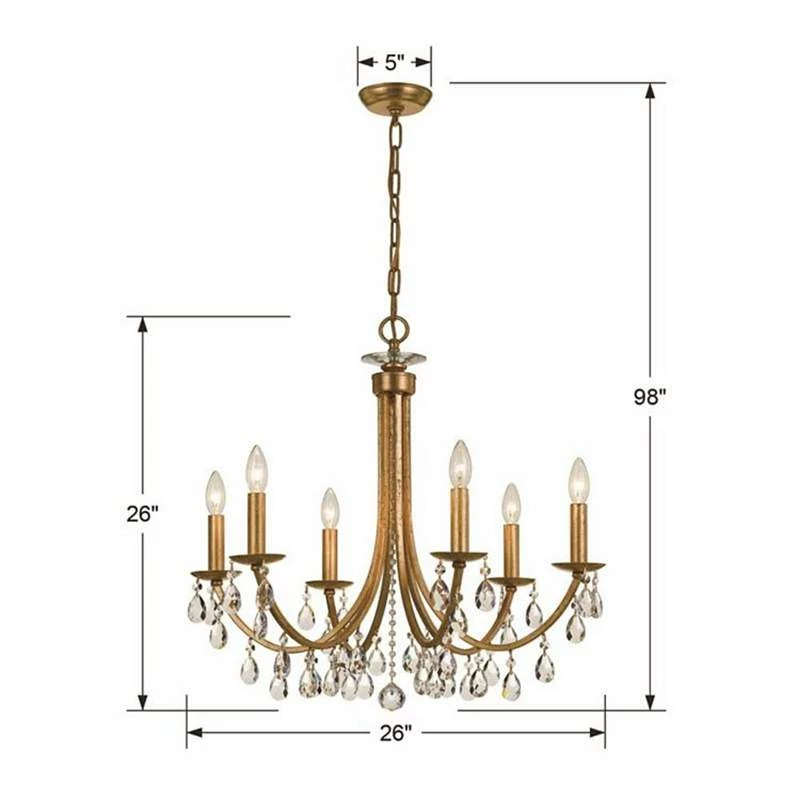 Crystorama Bridgehampton 26"W Antique Gold 6-Light Crystal Chandelier 7 Crystorama Bridgehampton 26"W Antique Gold 6-Light Crystal Chandelier - Image 5