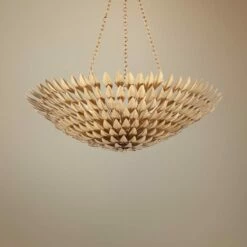 Crystorama Broche 30" Wide Antique Gold Pendant Light