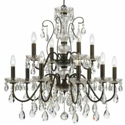 Crystorama Butler 29" W English Bronze 12-Light Crystal Chandelier