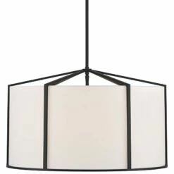 Crystorama Carlyn 24" Wide Black Steel Drum Pendant Light