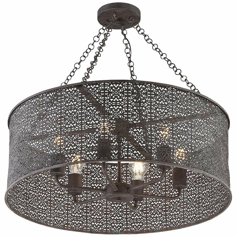 Crystorama Jasmine 25" Wide Bronze 6-Light Drum Chandelier 4 Crystorama Jasmine 25" Wide Bronze 6-Light Drum Chandelier - Image 2
