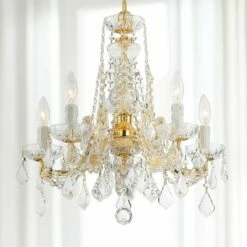 Crystorama Maria Theresa 20" Wide 5-Light Gold Chandelier