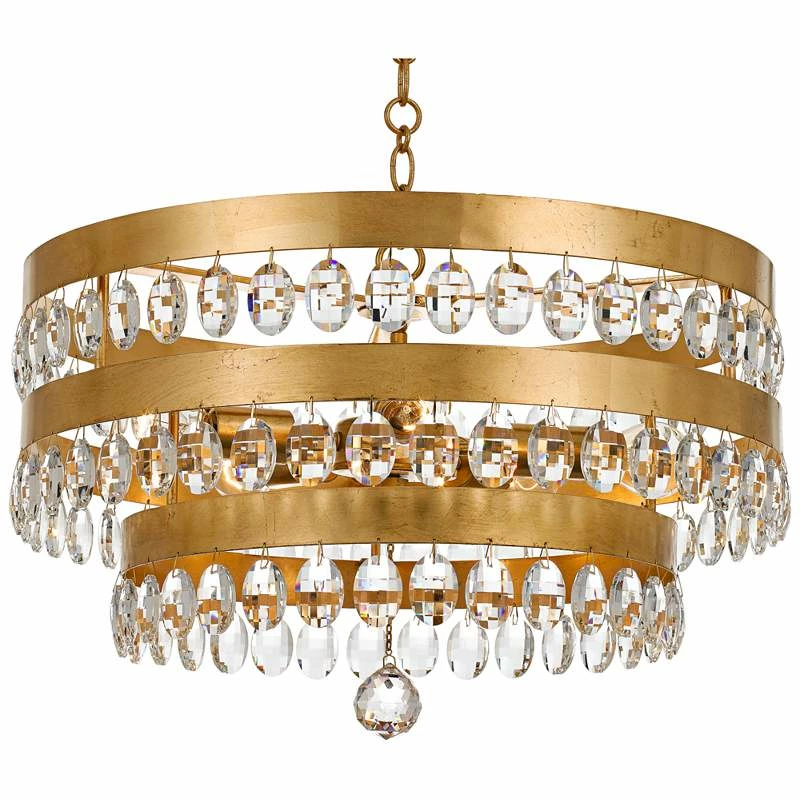 Crystorama Perla 21 3/4"W Antique Gold Crystal Chandelier 4 Crystorama Perla 21 3/4"W Antique Gold Crystal Chandelier - Image 2