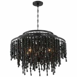 Crystorama Poppy 26.5" Wide 6-Light Matte Black Modern Chandelier -Lighting Sales Shop crystorama poppy 26 5 inch wide 6 light matte black modern chandelier 480e3views4