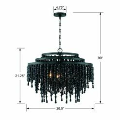 Crystorama Poppy 26.5" Wide 6-Light Matte Black Modern Chandelier -Lighting Sales Shop crystorama poppy 26 5 inch wide 6 light matte black modern chandelier 480e3views5