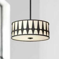 Crystorama Royston 15" Wide Black Drum Pendant Light