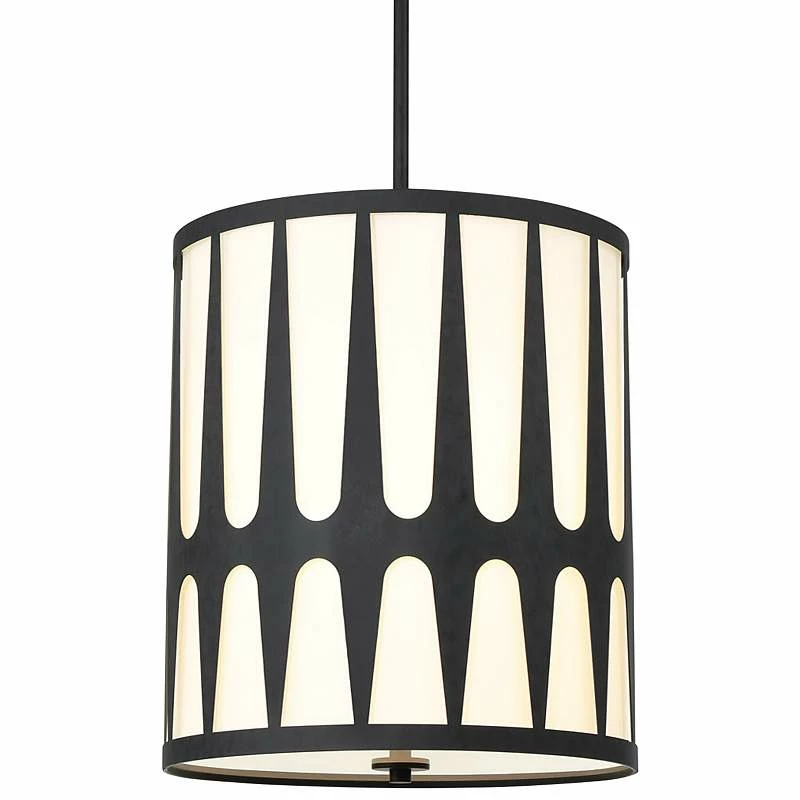 Crystorama Royston 17" Wide Black Drum Pendant Light 4 Crystorama Royston 17" Wide Black Drum Pendant Light - Image 2