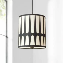 Crystorama Royston 17" Wide Black Drum Pendant Light