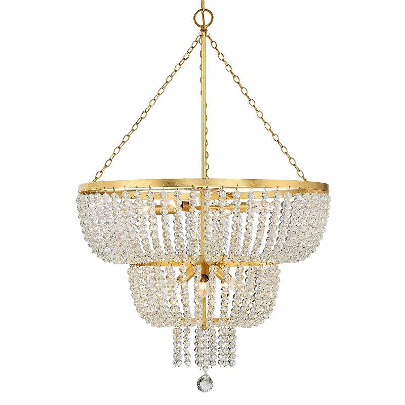 Crystorama Rylee 24 3/4" Wide Antique Gold Chandelier 4 Crystorama Rylee 24 3/4" Wide Antique Gold Chandelier - Image 2