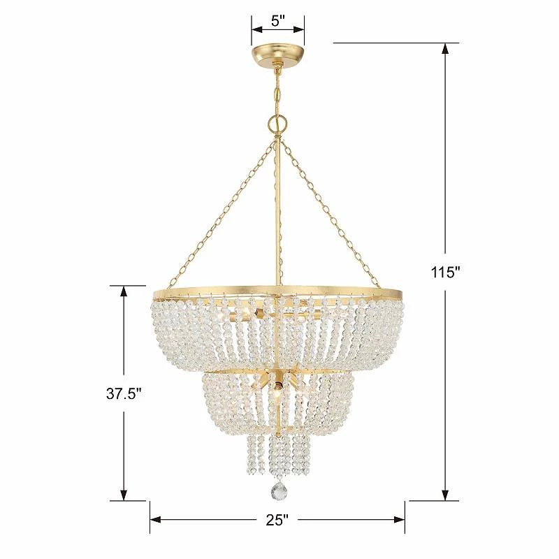 Crystorama Rylee 24 3/4" Wide Antique Gold Chandelier 6 Crystorama Rylee 24 3/4" Wide Antique Gold Chandelier - Image 4