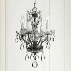 Crystorama Traditional Crystal 11"W Bronze Mini Chandelier