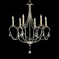 Currey And Company 27" Wide Silver Leaf Crystal Chandelier